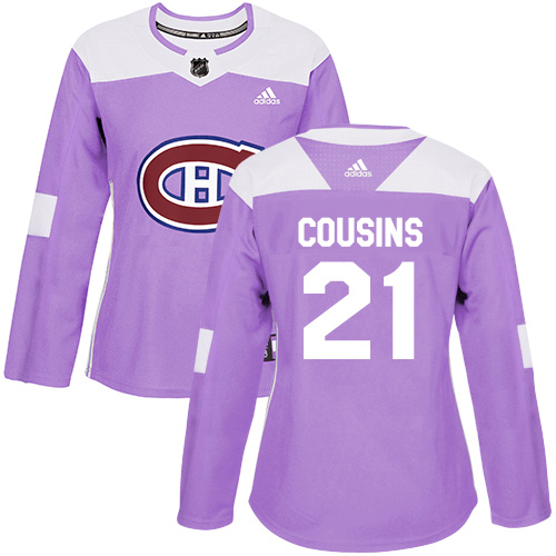 Adidas Canadiens #21 Nick Cousins Purple Authentic Fights Cancer Women's Stitched NHL Jersey